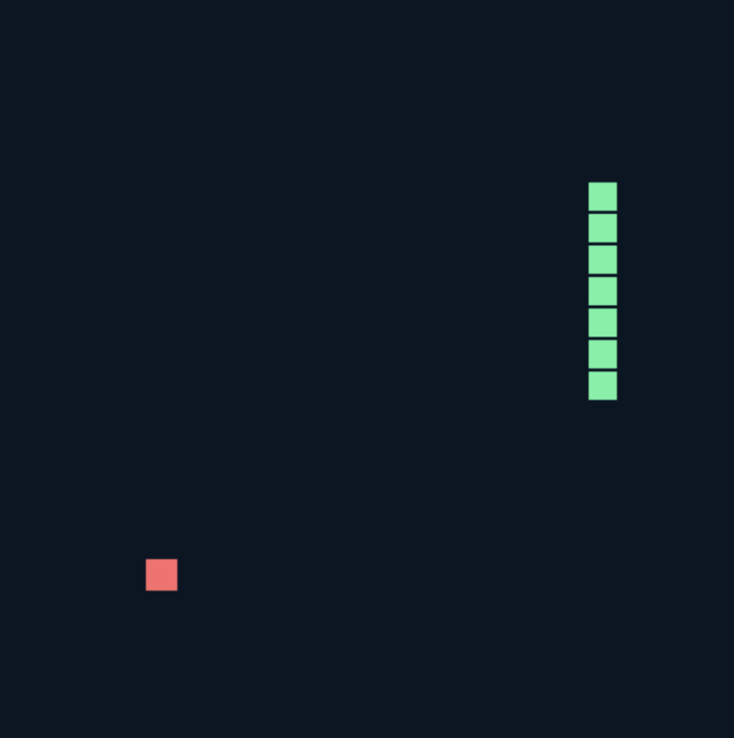 Green pixel snake on a dark grid